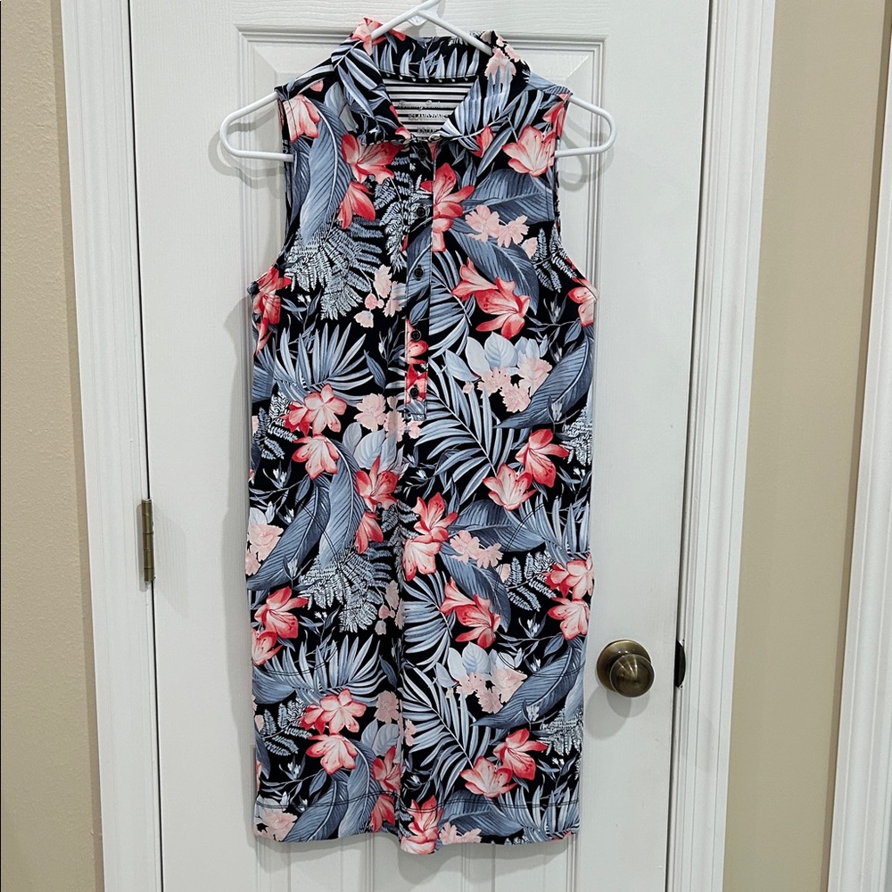 Tommy Bahama Floral Sleeveless Dress - Black, Red, Blue